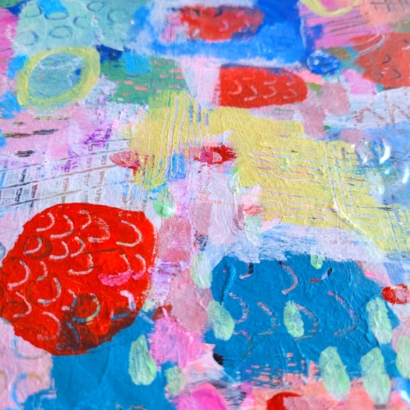 Original Abstract Shapes Painting Acrylic on Fine Art Paper, 9x12" - Picture 6 of 6